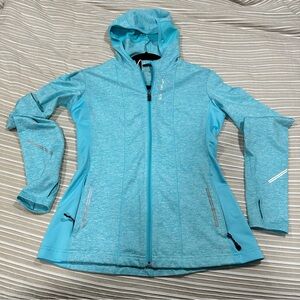 Brooks Equilibrium Women's Full Zip Running Hoodie Jacket Size Small Light Blue